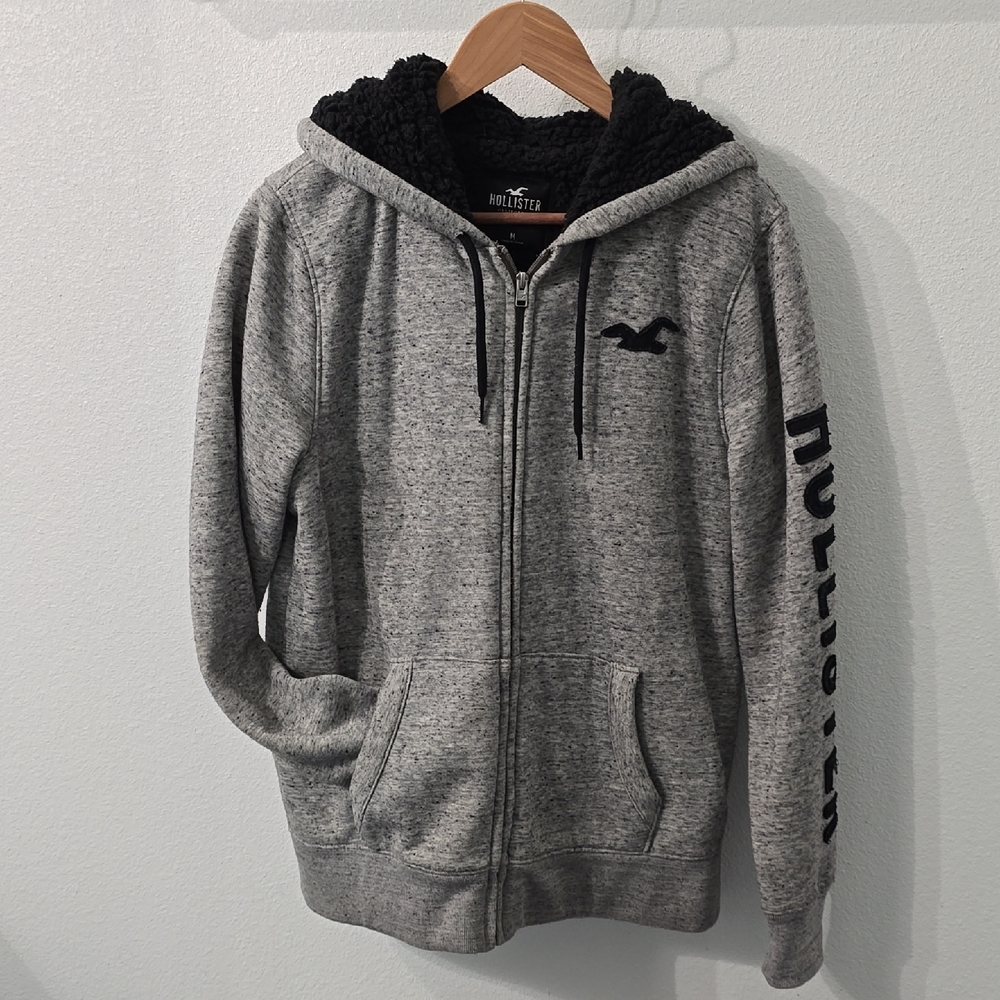 Hollister Black Thick Sherpa Textured Jacket